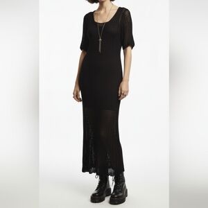 Ralph Lauren Black Label Mesh Short Sleeve Long Dress Morticia Addams Elvira L
